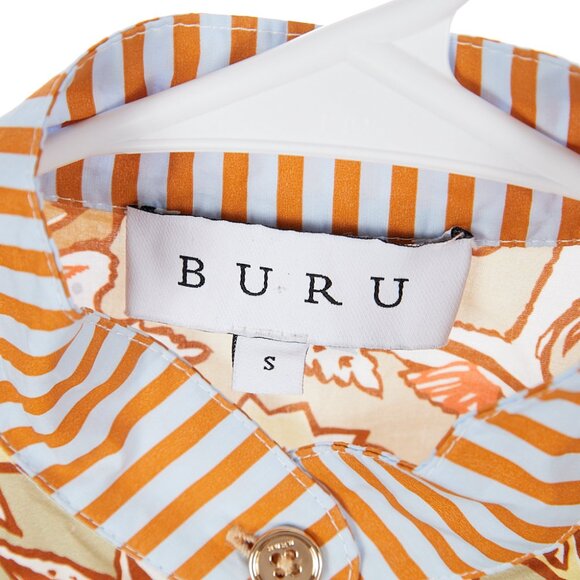 BURU Peplum Puffed Sleeve Button Front Top & Pull On Pants Set Women's Small - Picture 5 of 9